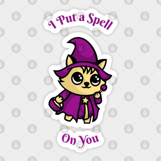 I Put A Spell On You Witch Cat Sticker by LoveofDog